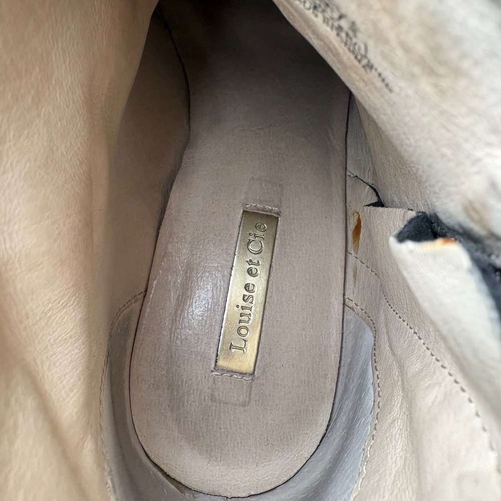 Louise et Cie Zirelle Metallic Charcoal Leather Ankle Booties Block Heel 9.5M - Picture 6 of 8